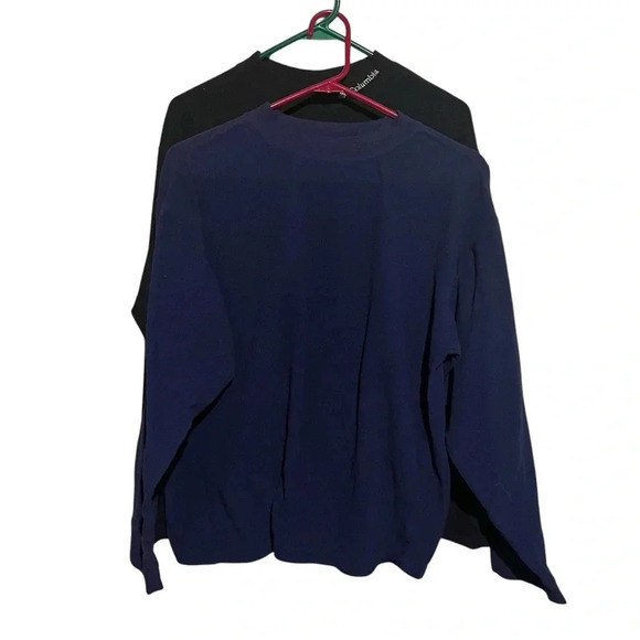 VTG lot of 2 Columbia Sweater Mens Medium Navy Black Fleece Pullover Mock Neck - Picture 1 of 9